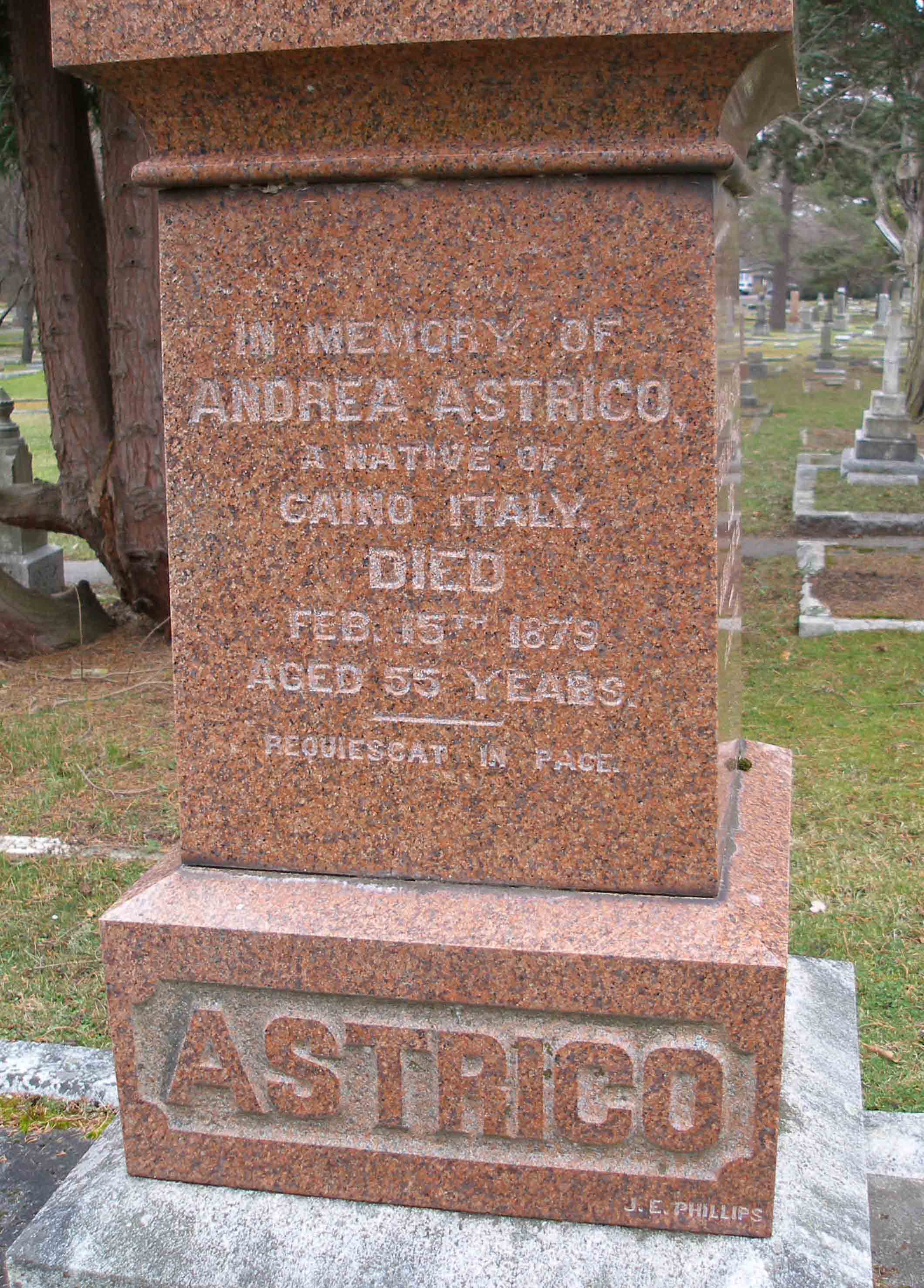 Andrea (Andrew) Astrico tomb inscription